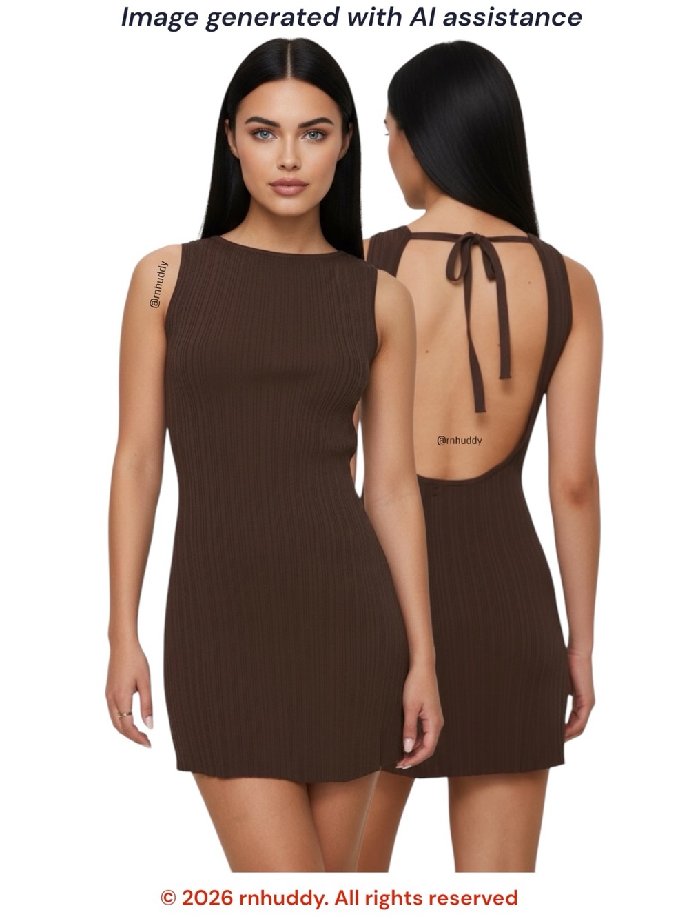 Bronze Snake S brown ribbed Peyton mini dress